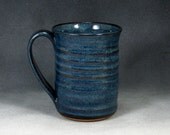 14 - 16 Ounce Blue Mug Handthrown Stoneware Pottery 1