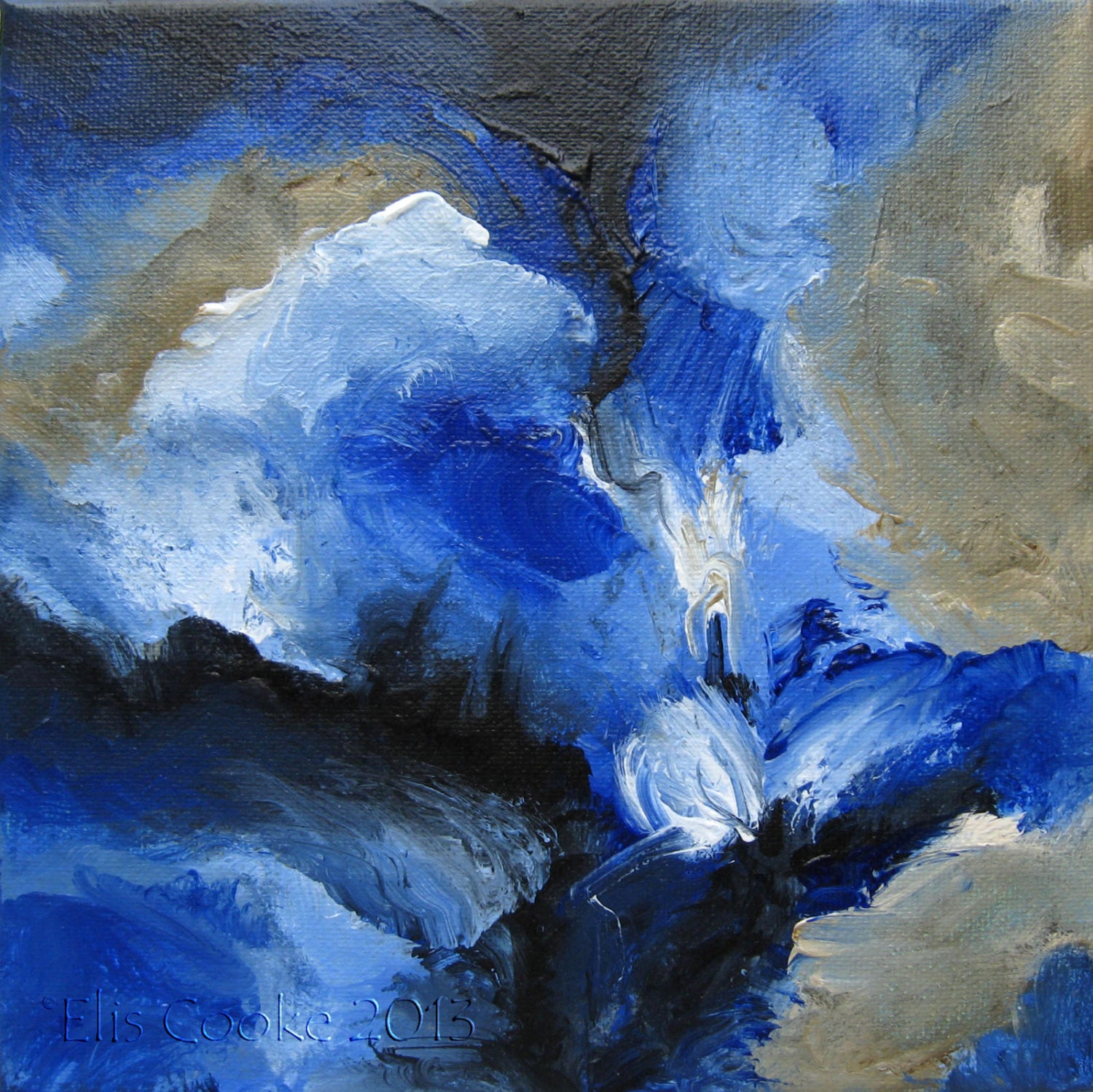 Musing63 Reproduction Print from Original Painting. Blue