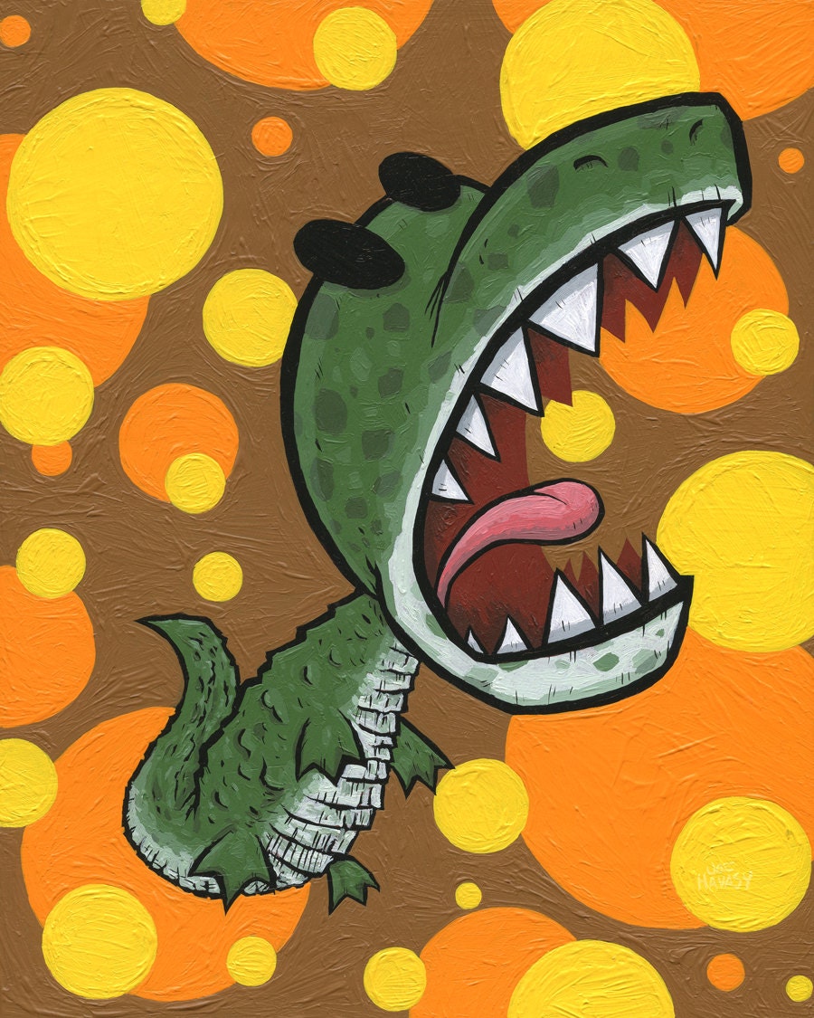 Schnappi the baby alligator original painting