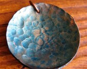 Hammered Copper Dish in Peacock Blue