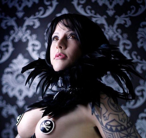 Black PVC Feather Collar Gothic Couture Fetish Glamour Gaga Costume Accessory Choker SAVAGE HEART