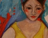 Woman Portrait Original Painting 10X10 Art