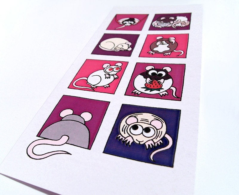 Rat Card (pinks/purples) - Blank