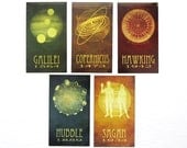Fridge Magnets, 5 Astronomer Science Magnets, Cosmic Pioneers, Scientists Lab Office, Steampunk Decor, Astrophysics Diagram, Sagan, Hubble