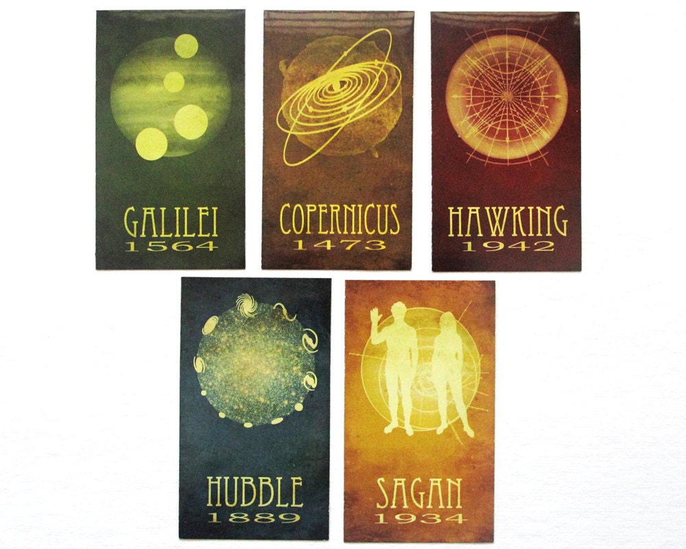 Fridge Magnets, 5 Astronomer Science Magnets, Cosmic Pioneers, Scientists Lab Office, Steampunk Decor, Astrophysics Diagram, Sagan, Hubble