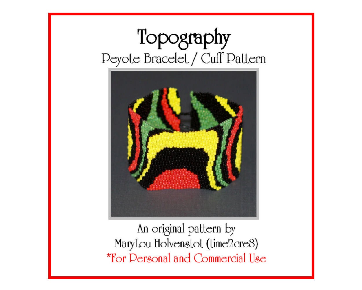 Peyote Bracelet Pattern ... TOPOGRAPHY ... Retro . Movement . Abstract . Modern . Wide Cuff . Beadweaving . Multicolor . 3 for 2