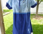 SALE Vintage Retro Flower BLUES hippie patchwork Baby Doll Dress or Top