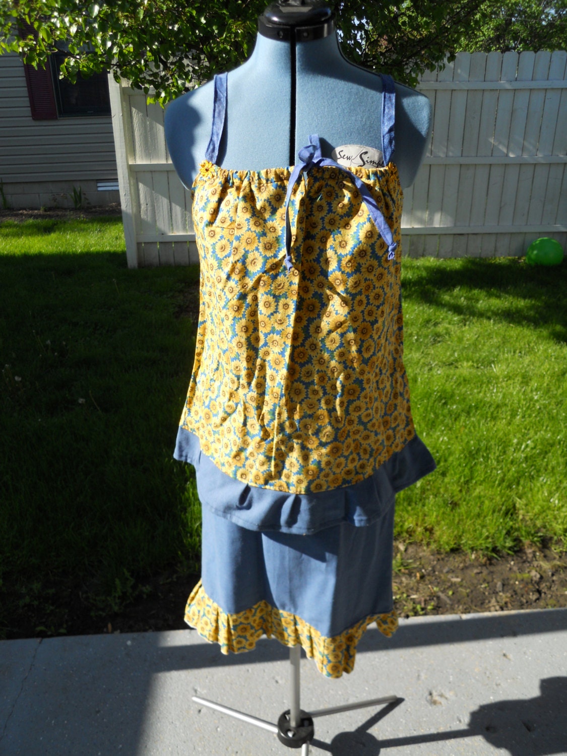 SALE SunFLowers 2pc Hippie Patchwork Camisole Top and SkirT SET