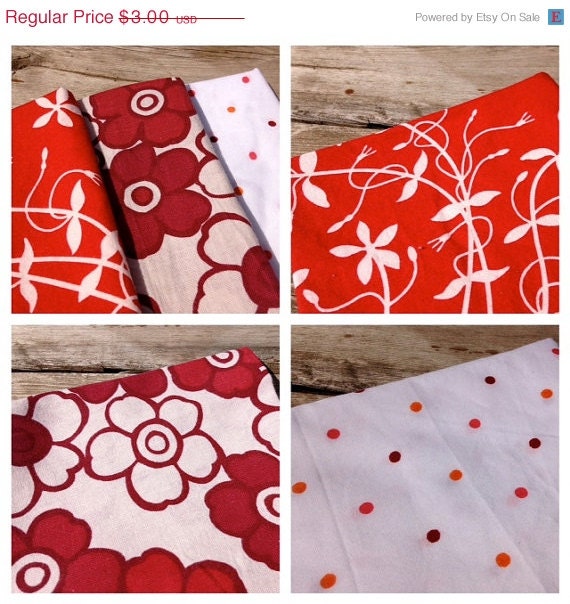 HOLIDAY WEEKEND SALE- Fat Quarter Bundle-Flame-Reclaimed Bed Linens
