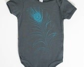 Teal Peacock Feather Asphalt Lap Suit