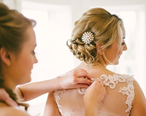 Cluster Pearl Hair Clip with Crystals, NADINE