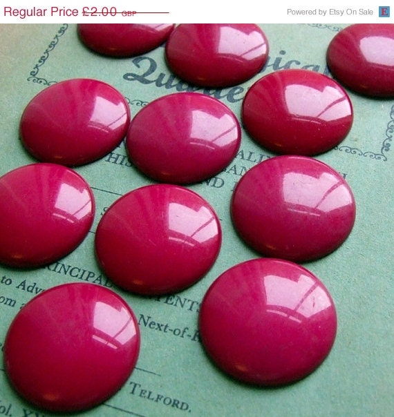 Glossy vintage red lucite cabochons