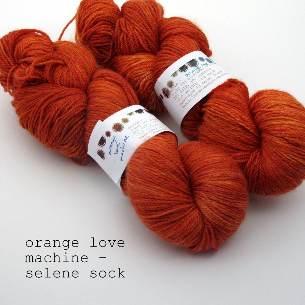 orange love machine - selene sock, a bluefaced leicester and silk blend