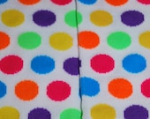 Baby Leg Warmers and Toddler Leg Warmers -- white with bright neon polka dots