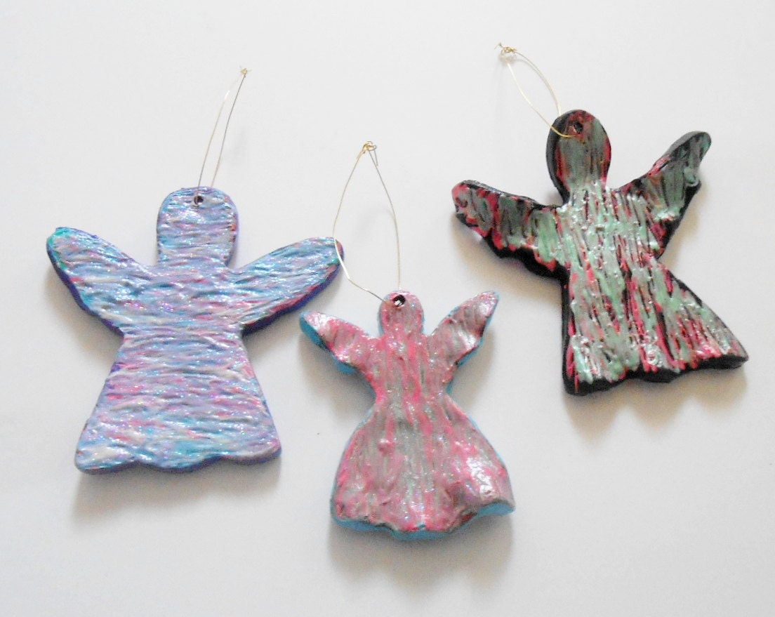 Set of Angels, Polymer Clay Sculpture, ornement, handmade, art, original art