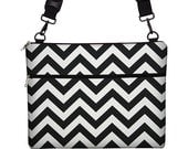 SALE  Chevron Laptop Bag  13 inch Laptop Case Woman's Messenger Bag Cross-Body Bag Macbook Pro 13 / Air / Retina black white