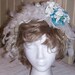 Headgear/Headband/Tiara/Fascinator  White Feathers with Blue and White Flowers and Mirabou