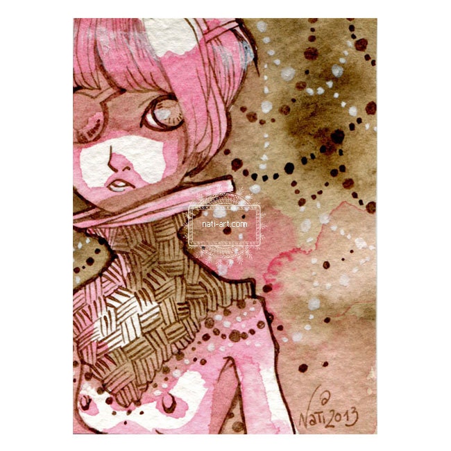 Bandage - Original watercolor ACEO card by Natalia Pierandrei