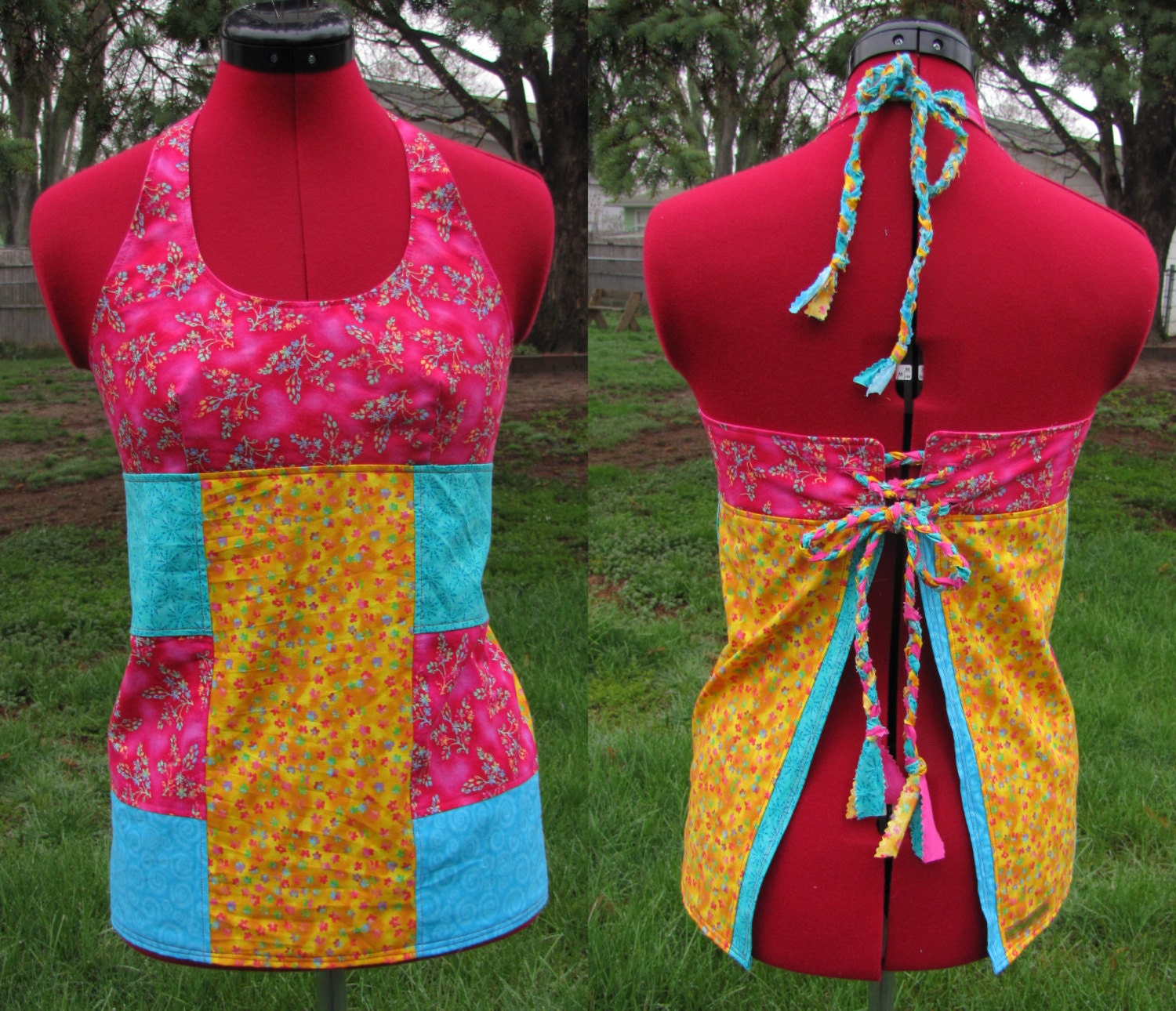 Patchwork Hippie Halter Apron Top