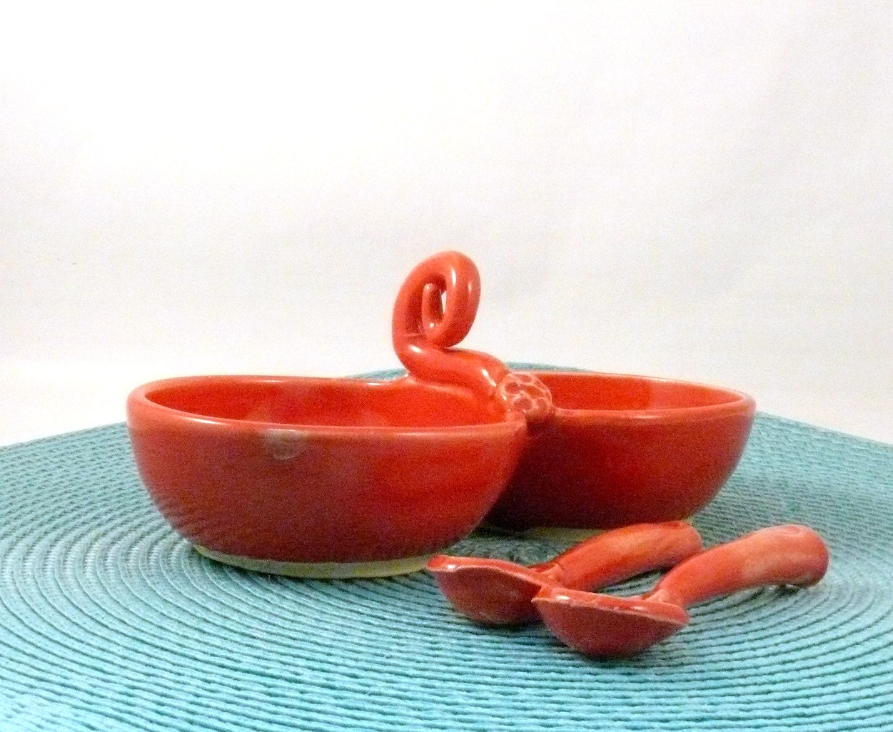 Handmade Ceramic Salt and Pepper bowl with spoons small bowls for sugar spices herbs salt keeper IN STOCK