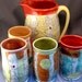 Four Porcelain Tumblers / Ceramic Cups - color blocks , wedding, birthday, new home, anniversary, birthday gift
