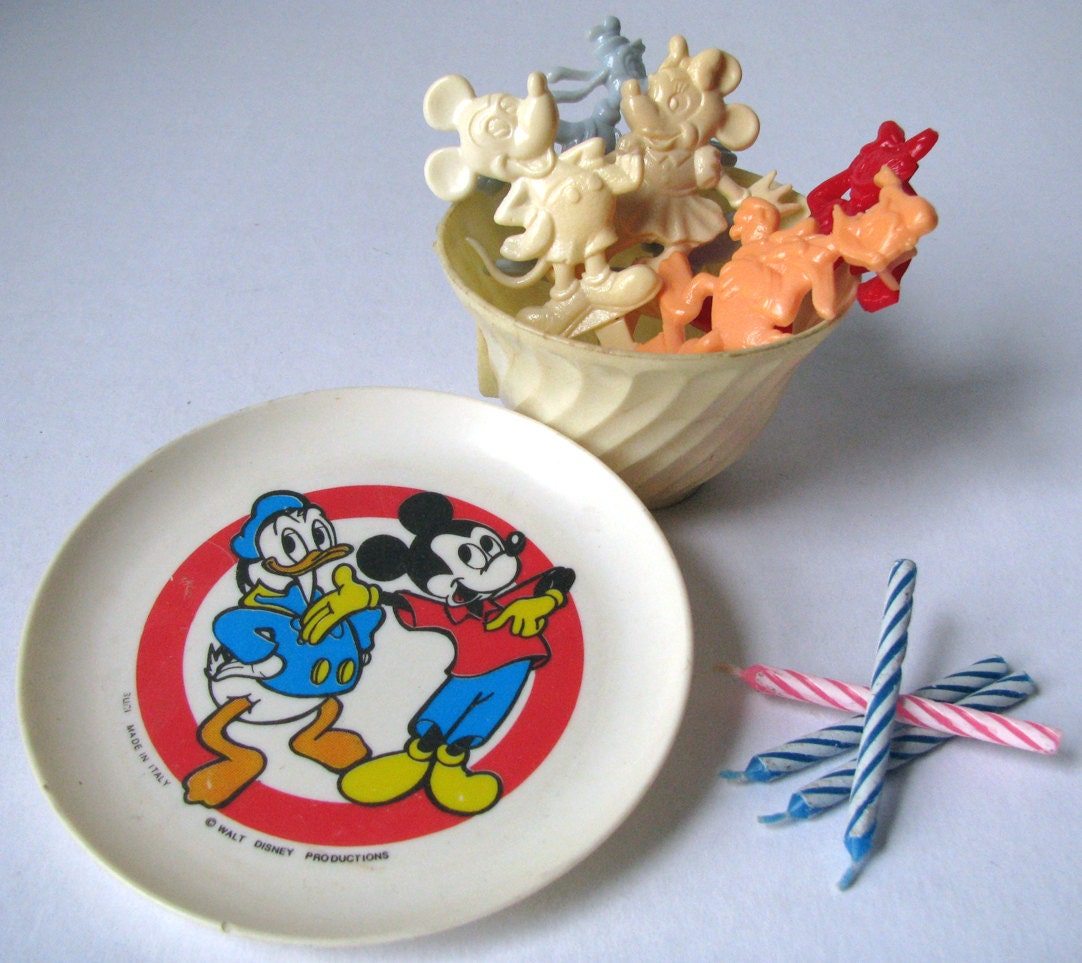 Vintage Disney - Cupcake Toppers - Toy Dish - Candle Holders