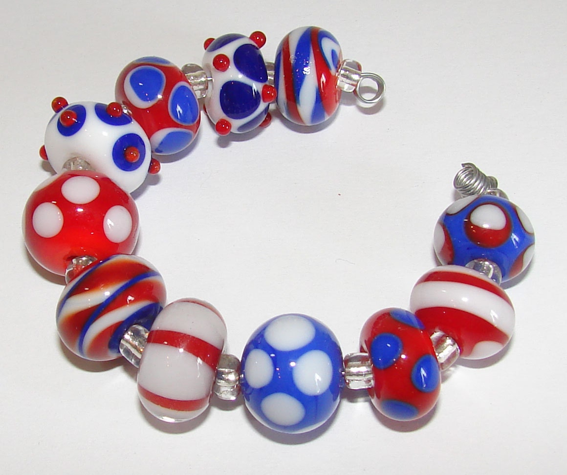 SPRING CLEANING SALE All American handmade lampwork beads