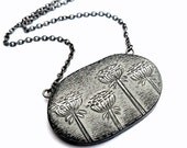 Mother's Day gift - Queen Anne's Lace Necklace - Spring Jewelry - Black White and Gray Flower Necklace