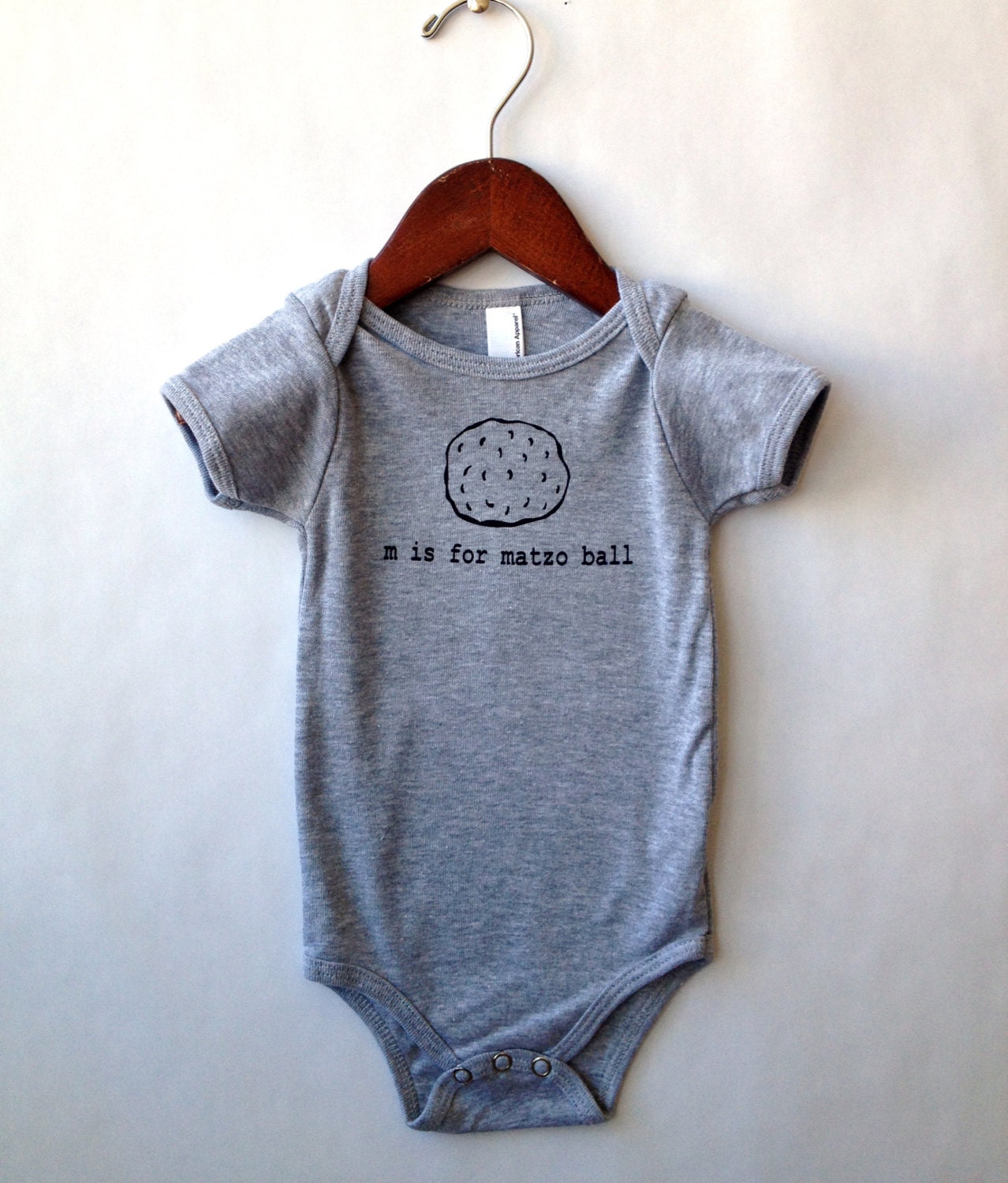 M is for Matzo Ball Baby Onesie (Heather Gray)