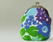 Tall coin purse - vintage blue flowers
