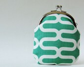 Tall coin purse - emerald geometric