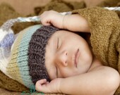 FaSHioN CoNSCioUS NeWBoRN Hat Boy Girl Baby Photo PRoP Tassel Cap KNiT to ORDeR Unigender PRECiOus Aqua Celery Cream Grey Stripe Pick Color