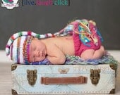SALE Newborn Boy Girl Hat Diaper Cover SET Baby PHoTO PRoP Knit to Order Didums UNiGender Black Lime Sweetums Pink Aqua WHiTe Stripe PiCk C