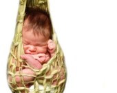 SALE ORiGiNAL newborn SToRk PoUch baby Photo Prop Hanging Cocoon Nest Egg UzniGeNDeR Boy Girl Zen Green Ivory KNiT to ORDeR