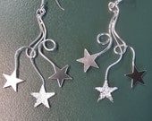 Celestial Star Earrings, Sterling Silver, Handmade, OOAK, Celestial Jewelry