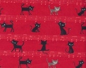 Japanese Cotton Fabric: Cocoland Musica Cats on Red - Kawaii Half Yard