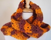 Infinity Scarf - orange and brown - ready to ship