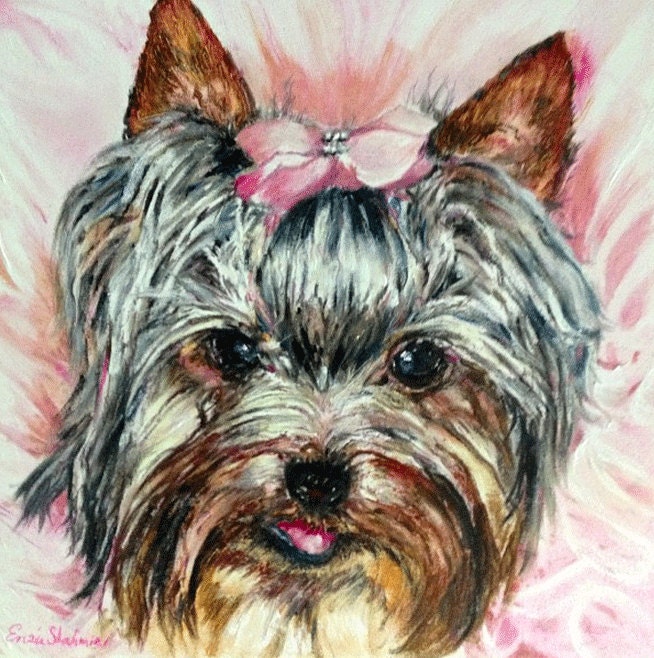 Yorkie Custom Pet Portrait - 6x6 Yorkie Painting