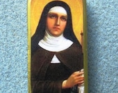 St. Clare of Assisi Catholic Recycled Domino Pendant Patron of Television CL3