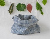 Big tree bark fabric bowl, indigo blue