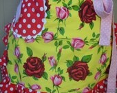 Aprons - Pink Rose Apron - Yellow Rose Apron - Cath Kidson Inspired - Shabby Chic Apron