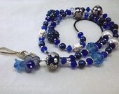 Sapphire Blue Id Lanyard, Beaded Id Necklace, Badge Holder, Sapphire Sky, TPMB