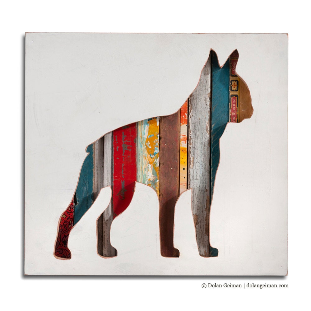 Boston Terrier Pet Dog Art, Dog Walk (Mini) Collection, Custom Silhouette Made to Order