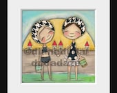 Print of my original mixed media painting - I Remember Summers by the Shore