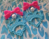 Teal and Hot Pink Sweetheart Earrings