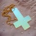 Silver Confetti Acrylic Inverted Cross Necklace