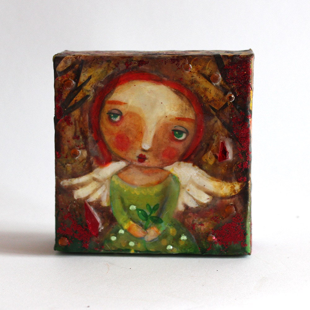 Original painting, Hope After The Fires, mixed media art