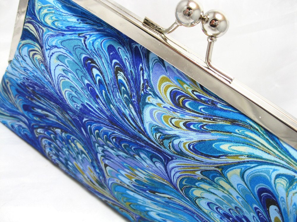 Coupon Organizer Purse Peacock Cobalt Purple Swirl