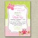 Baby Shower Girl Invitation Owl Butterfly Pink Green Birthday  - Printable DIGITAL - by girls at play girlsatplay