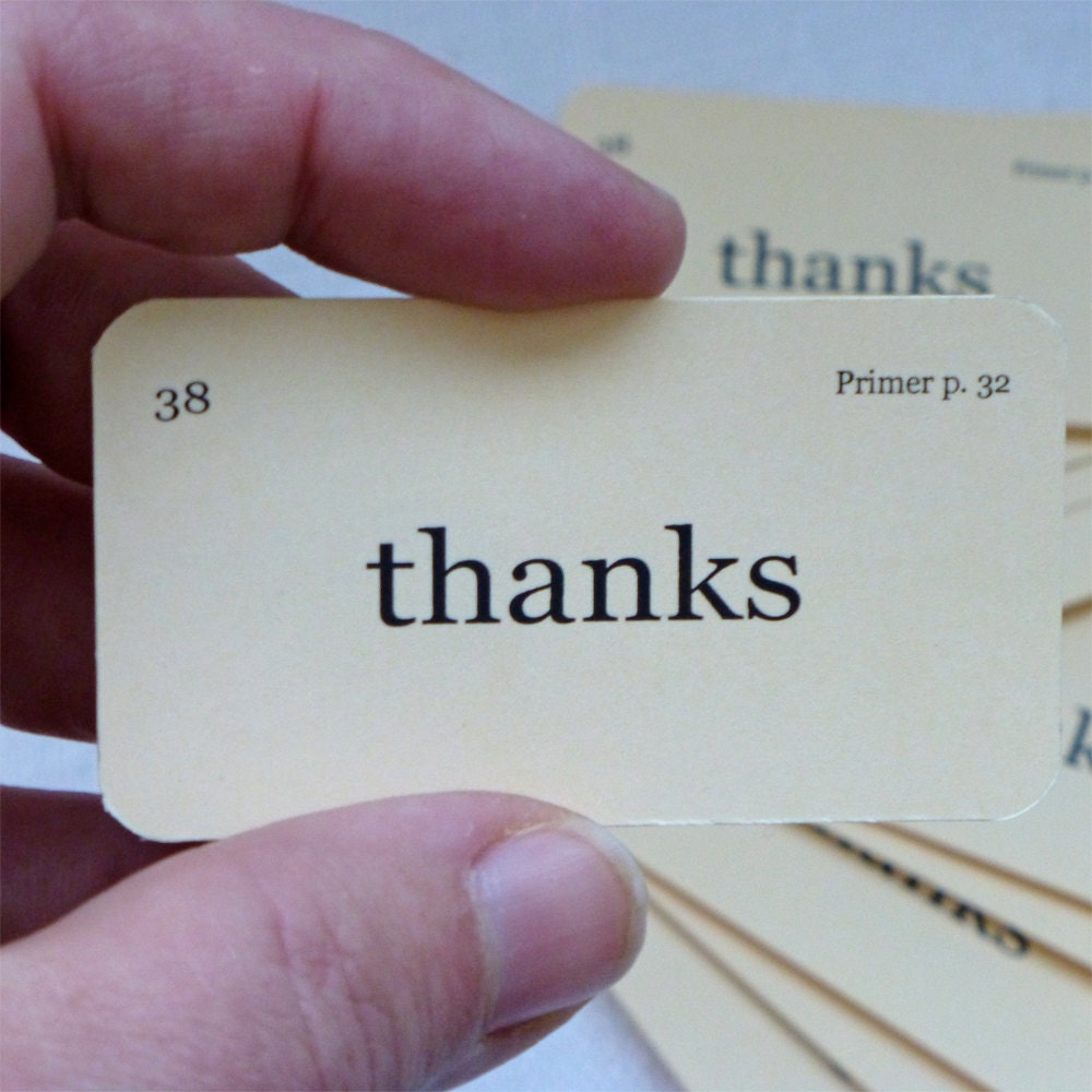 Mini thanks flash cards